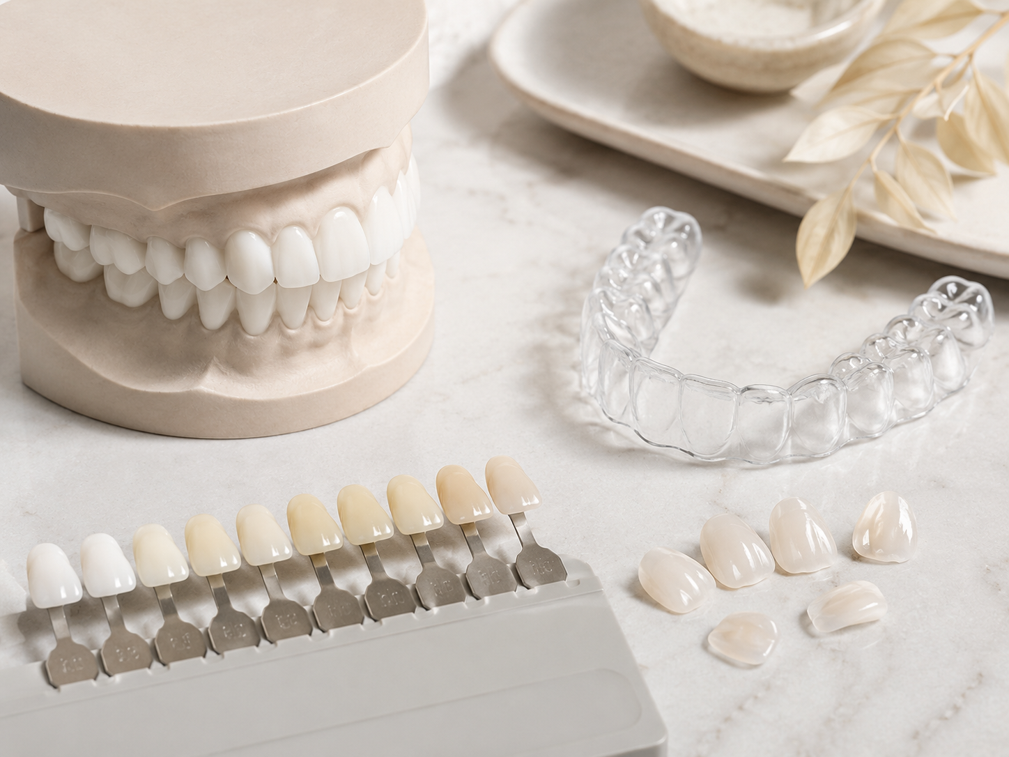 A no-person dental still-life image for aesthetic restoration bite bruxism.