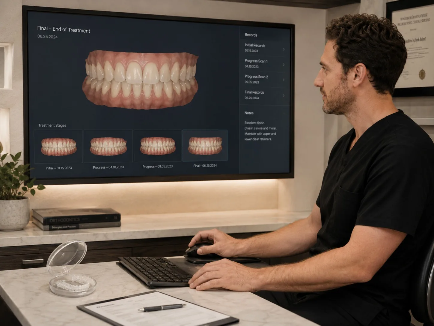Orthodontic final scan record and retainer